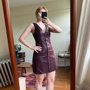 Urban Outfitters faux leather 70s button down dress, size XS
